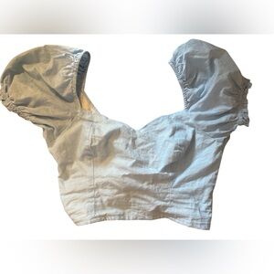 Light Blue Puff Sleeve Women's Top